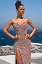 Pink Silver Embellished Gown - PS26435C