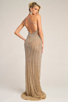 Nude Gold PS26447C one-shoulder gown