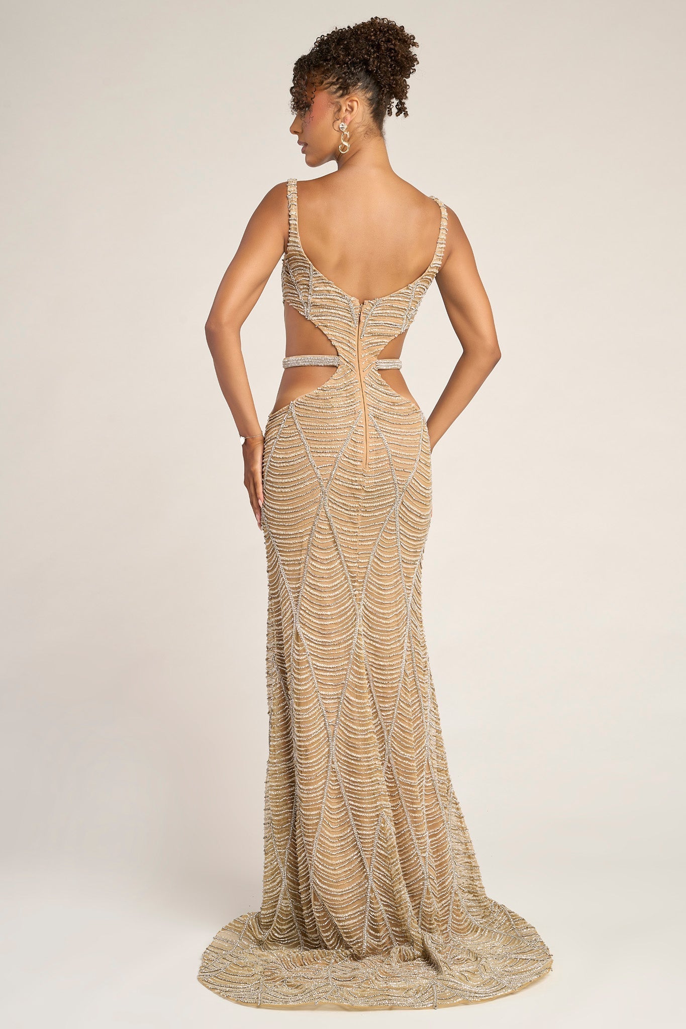 Gold beaded gown PS26455C
