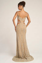 Gold beaded gown PS26455C