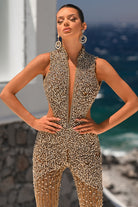 Gold beaded jumpsuit, PS26466C-GOLD-02
