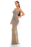 PS3001 SILVER NUDE COUTURE DRESS