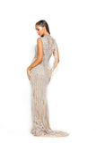 PS3006 SILVER NUDE COUTURE DRESS