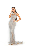 PS3007 SILVER NUDE COUTURE DRESS