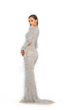 PS3008 SILVER NUDE COUTURE DRESS