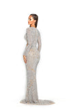 PS3008 SILVER NUDE COUTURE DRESS