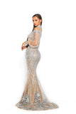 PS3011 SILVER NUDE COUTURE DRESS