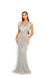 PS3012 SILVER NUDE COUTURE DRESS