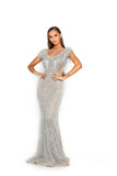 PS3012 SILVER NUDE COUTURE DRESS