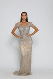 PS3020 SILVER NUDE COUTURE DRESS