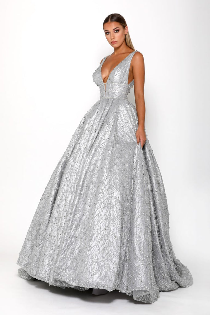 CINDERELLA GOWN SILVER – Portia and Scarlett